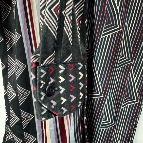 Vintage 70s Size L/XL J Riggings Disco Shirt Geometric Stripes Multi Print - Picture 6 of 6
